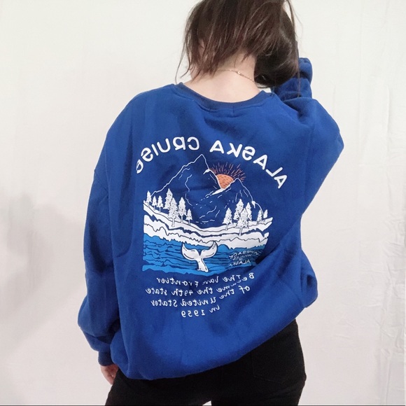 NWT Cobalt Blue Crewneck Oversized Sweatshirt - Picture 5 of 7